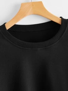 SHEIN Unity Chinese Dragon Print Crop Sweatshirt - Black - View 3