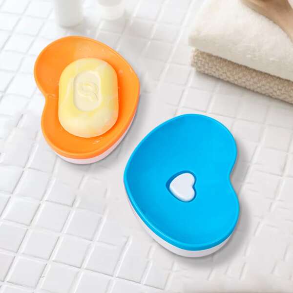 

1pc Heart Shaped Random Soap Dish Holder, Multicolor