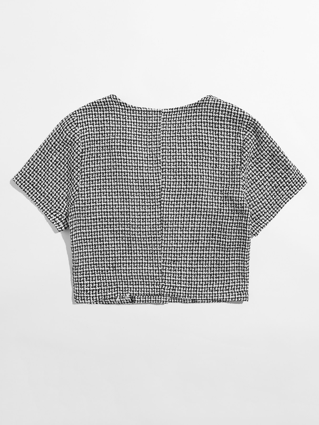 Button Front Tweed Top SHEIN UK