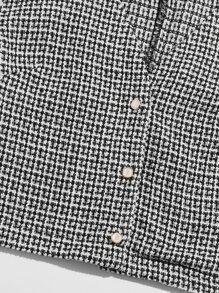 SHEIN Unity Button Front Tweed Top - Black and White - View 5