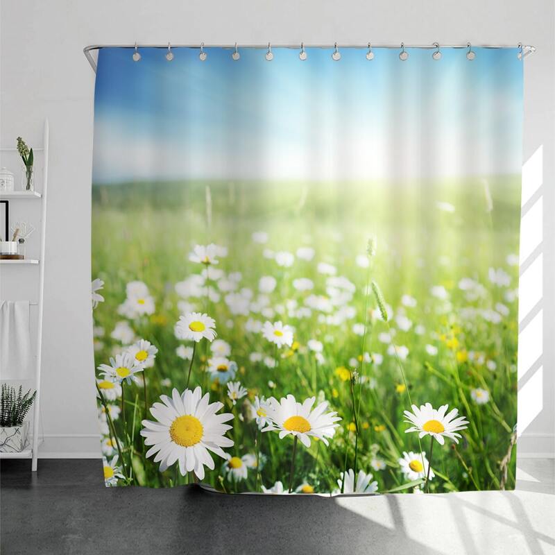 

Daisy Pattern Shower Curtain With 12hooks, Multicolor