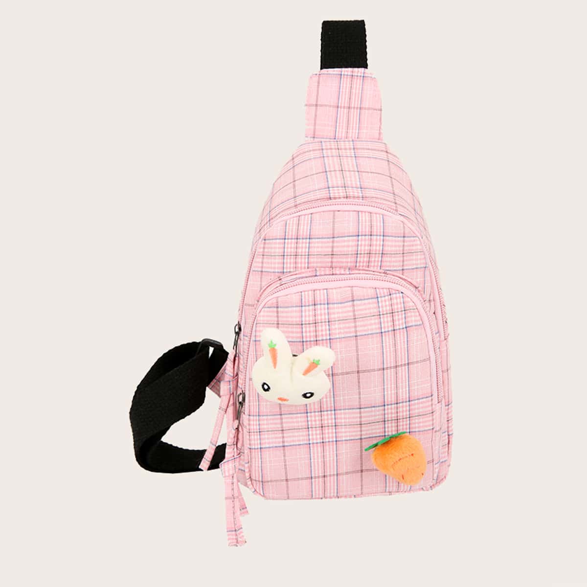 

Rabbit Tartan Fanny Pack, Pastel baby pink