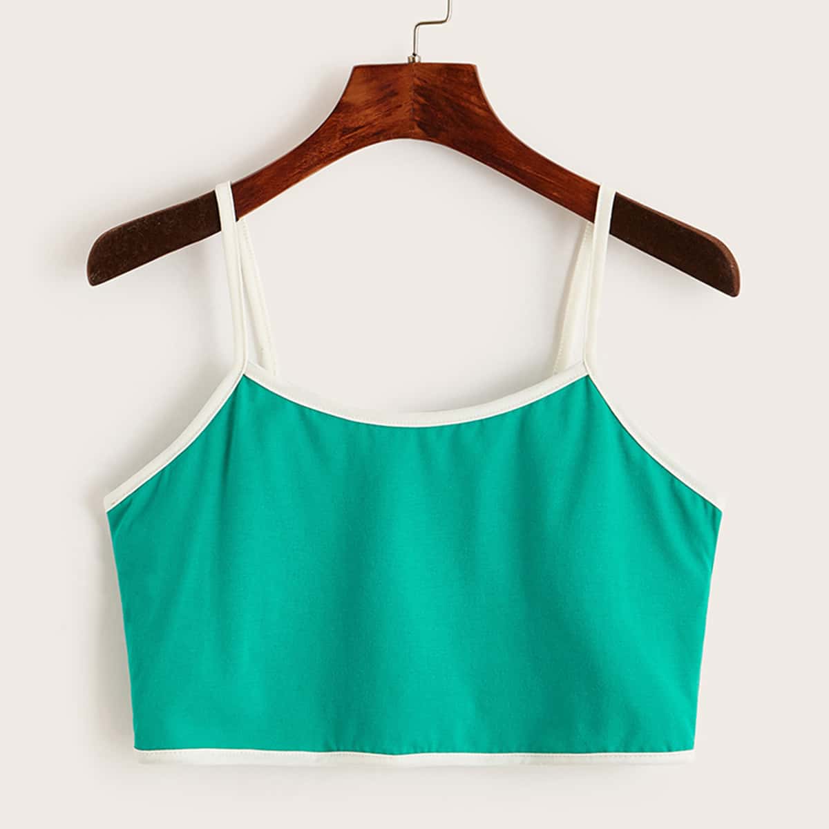 

Contrast Binding Crop Top, Green