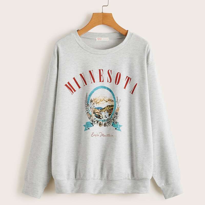 Letter Graphic Sweatshirt, Light grey