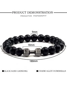 1pc Mesh Strap Minimalist Watch & 1pc Bracelet - Black - View 3