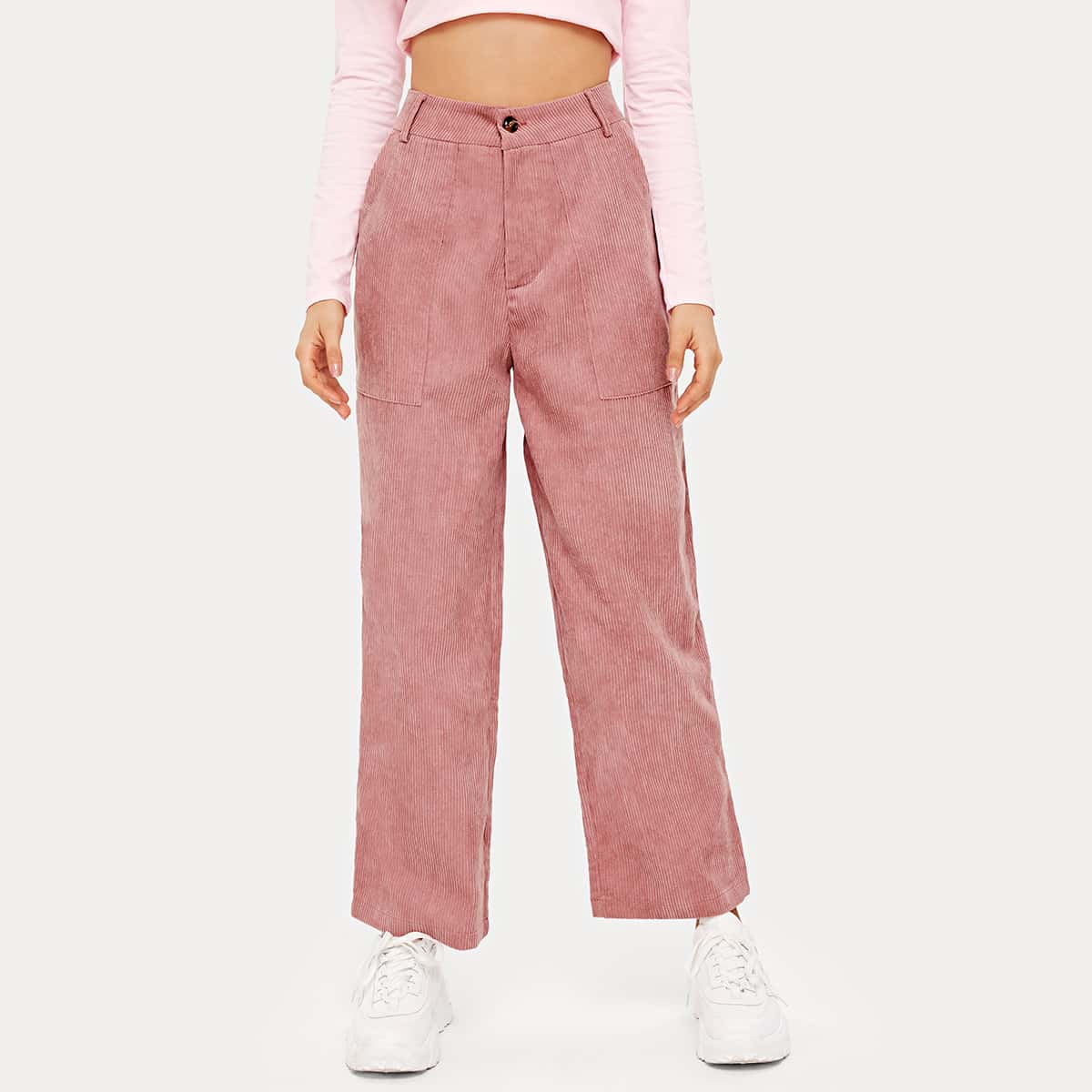 

Corduroy Solid Pants, Dusty pink
