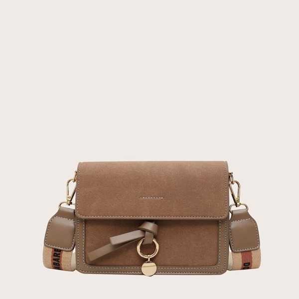 

Knot Decor Flap Organ Bag, Khaki