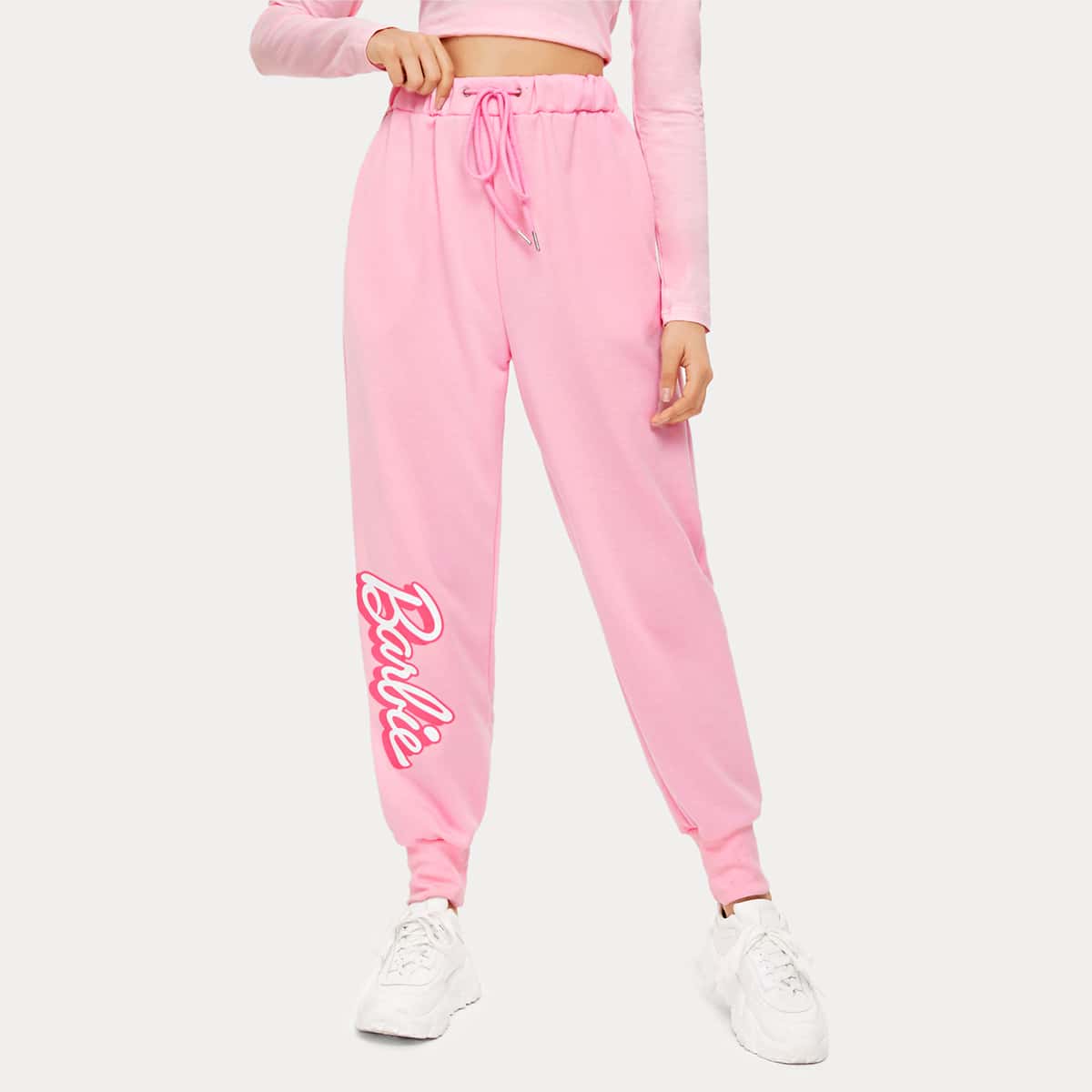 

Letter Graphic Joggers, Baby pink