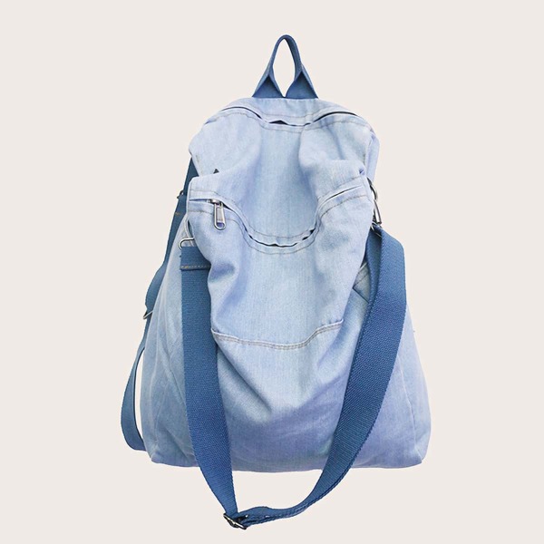 

Minimalist Large Capacity Denim Backpack, Blue