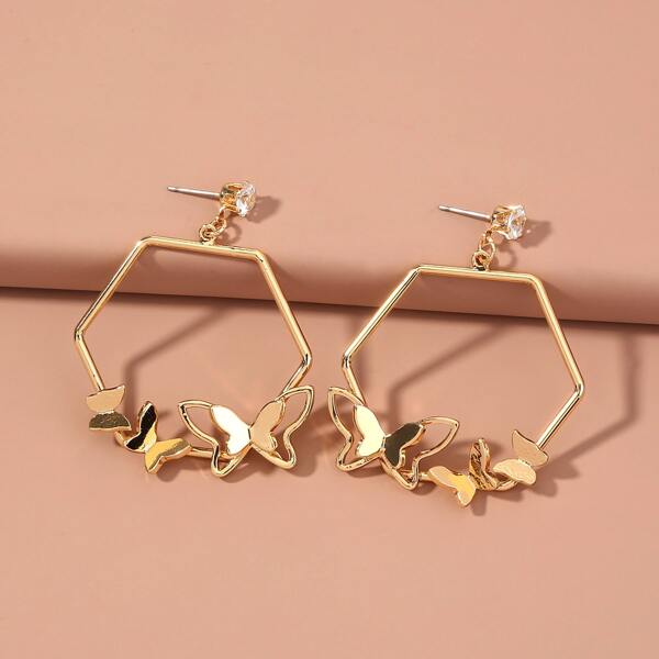 

Butterfly Decor Drop Earrings, Gold