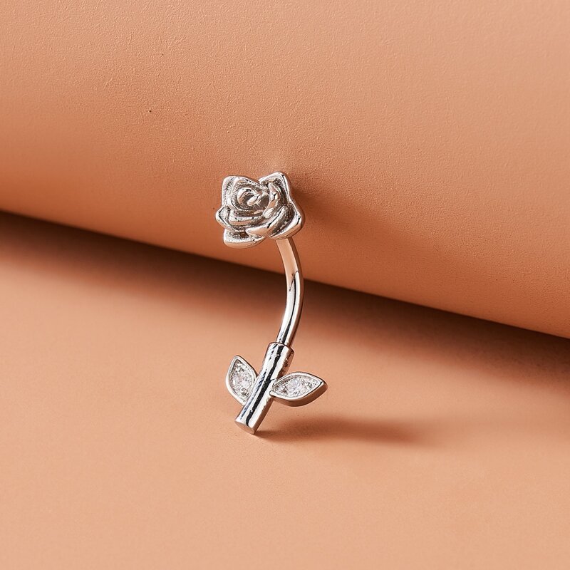 

Flower Shaped Belly Ring, Silver