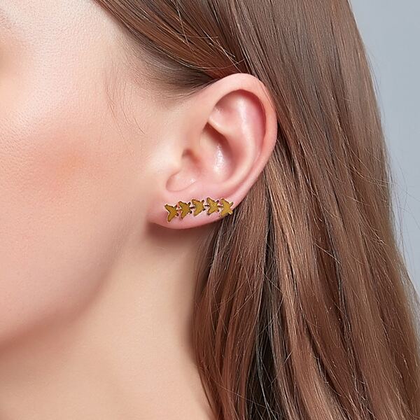 

Butterfly Design Stud Earrings, Gold