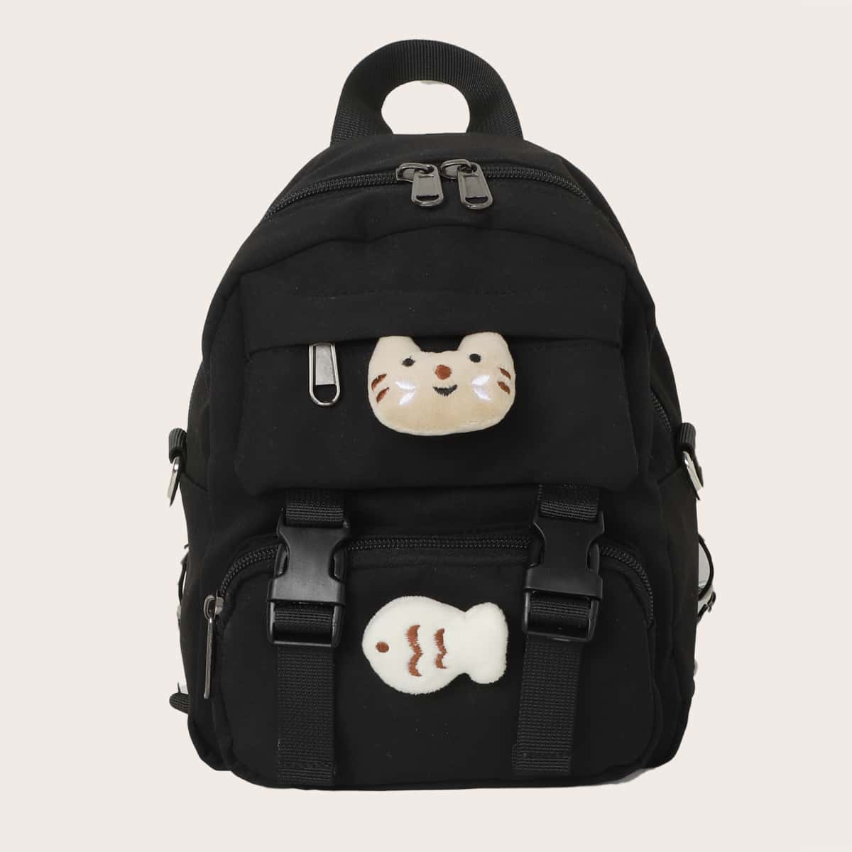 

Cartoon Pocket Backpack, Black