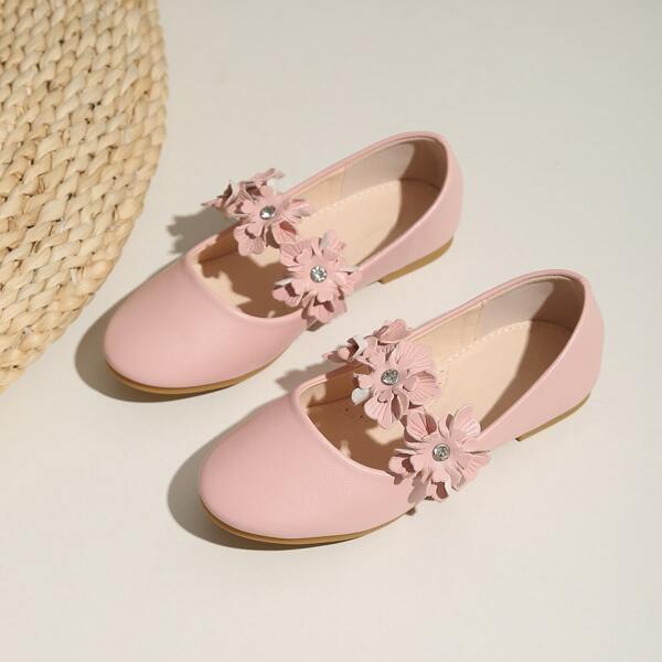

Toddler Girls Flower Decor Flats, Pink