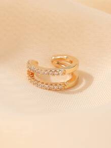 1个双层全镶钻C形耳夹，个性时尚 - 金黃色 - 查看 2