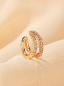 1个双层全镶钻C形耳夹，个性时尚 - 金黃色 - 查看 3