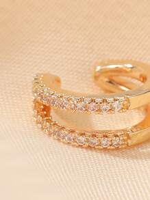 1个双层全镶钻C形耳夹，个性时尚 - 金黃色 - 查看 4