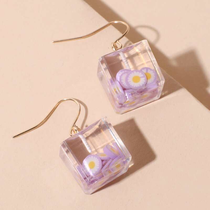 

Floral Square Drop Earrings, Multicolor