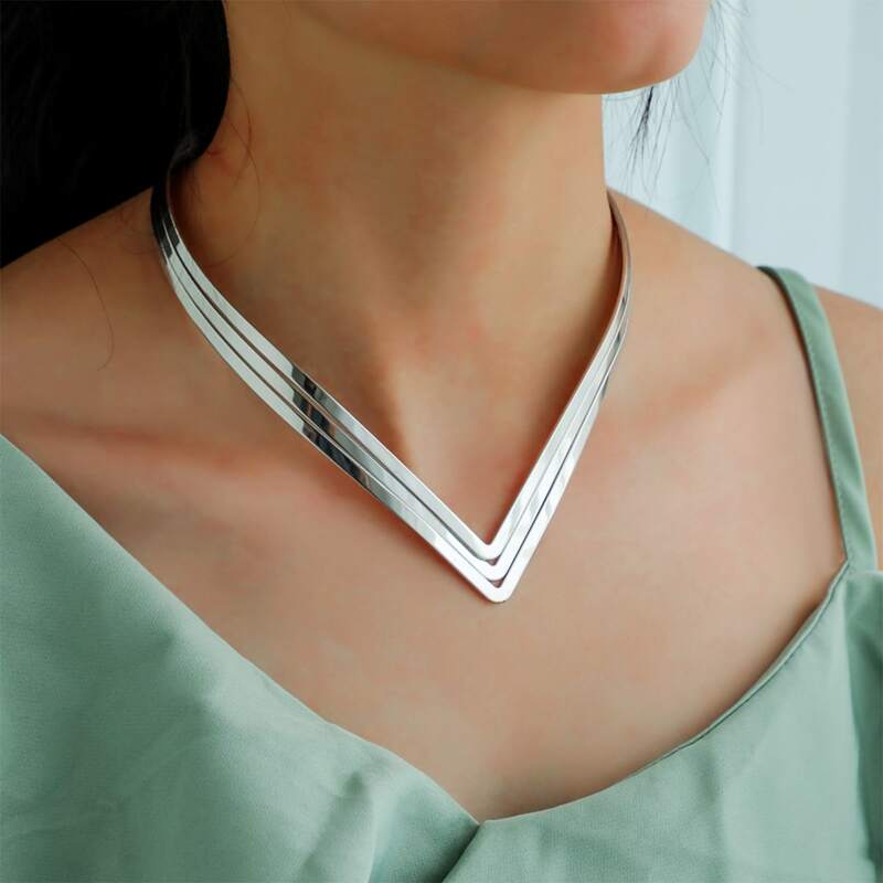 

Simple Metal Choker, Silver