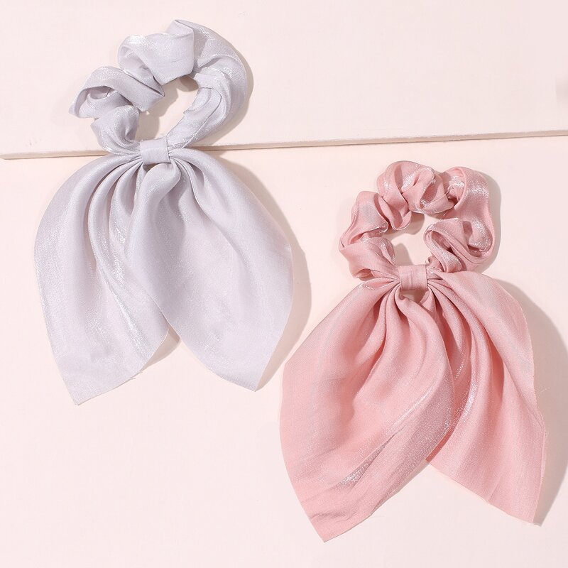 

2pcs Solid Scrunchie Scarf, Multicolor