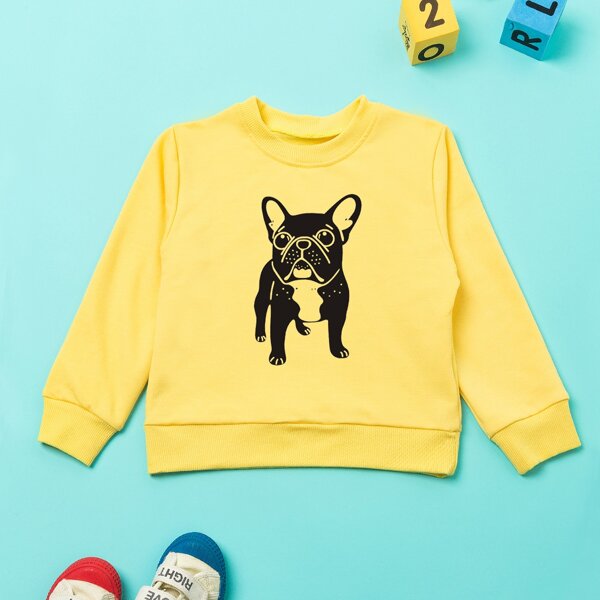 

Toddler Boys Cartoon Dog Print Sweatshirt, Yellow