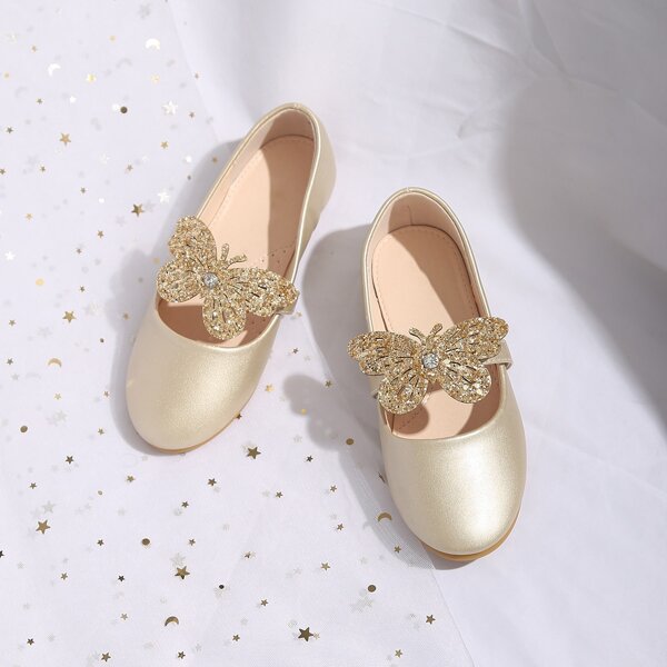 

Girls Glitter Butterfly Decor Flats, Gold