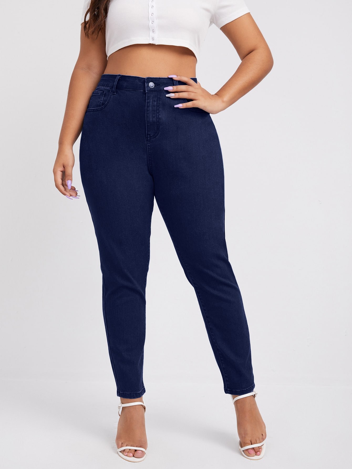 Plus High Waist Skinny Jeans Without Belt thumbnail