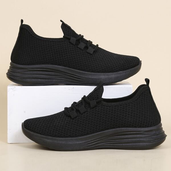 

Lace-up Decor Low Top Sneakers, Black