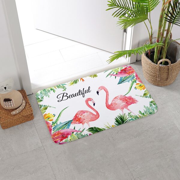 

Flamingo Print Floor Mat, Multicolor