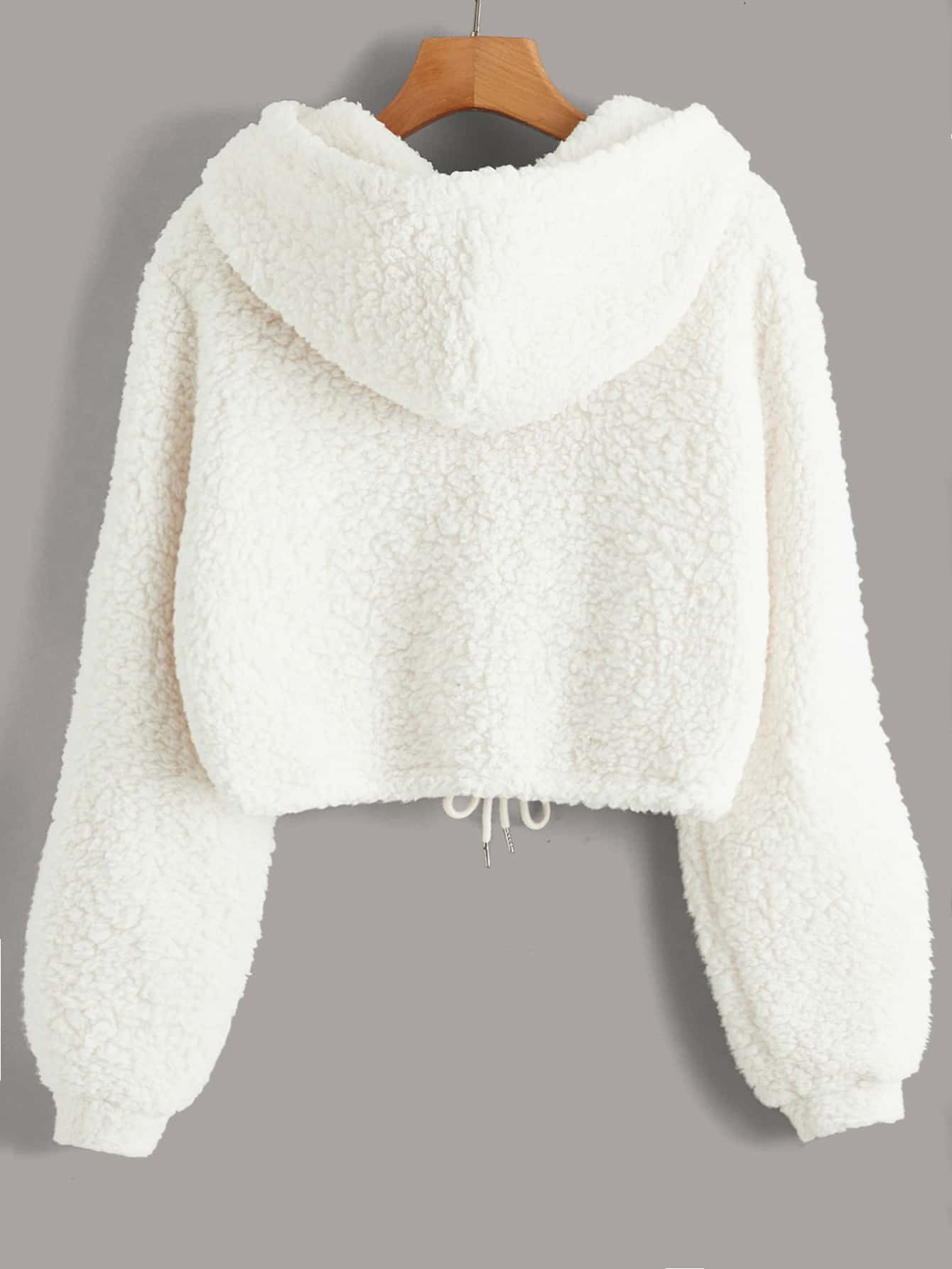 drawstring hem crop hoodie