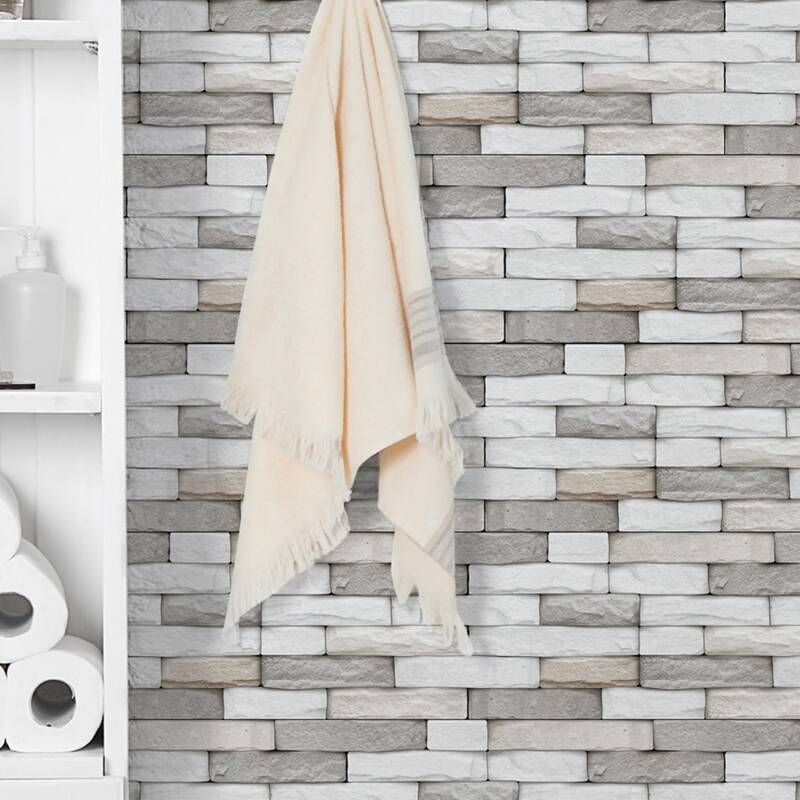 

9pcs Bricks Pattern Wall Sticker, Grey