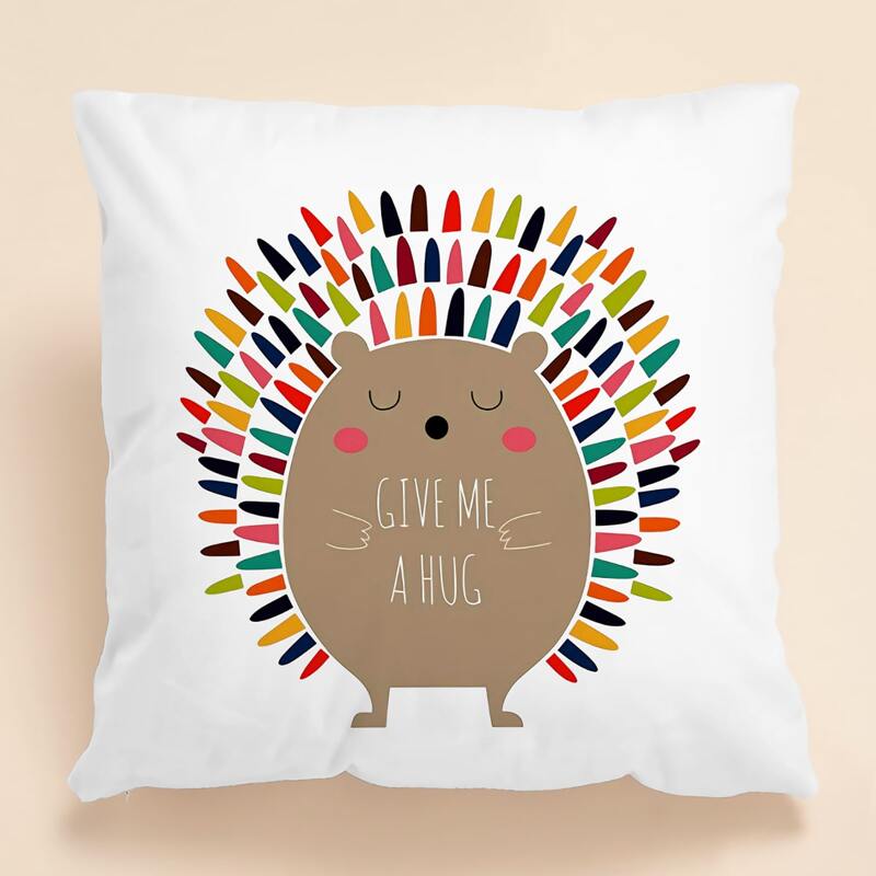 

Kids Hedgehog Print Cushion Cover Without Filler, Multicolor