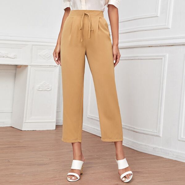 

Tie Front Straight Leg Pants, Camel