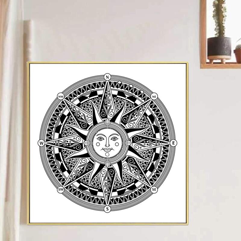 

Sun Print Wall Painting Without Frame, Black
