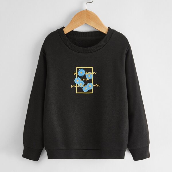 

Toddler Boys Floral And Slogan Graphic Sweatshirt, Black