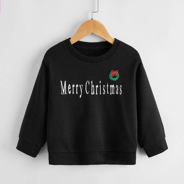 

Toddler Boys Christmas Print Sweatshirt, Black