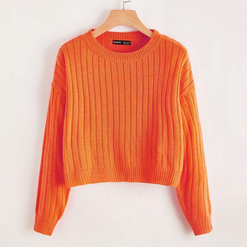 

Neon Orange Drop Shoulder Sweater, Orange neon