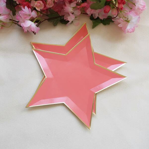 

8pcs Star Shaped Disposable Plate, Red