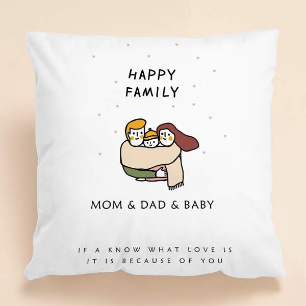 

Cartoon Graphic Cushion Cover Without Filler, Multicolor