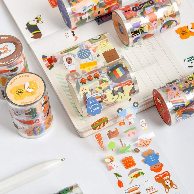 

1roll Cartoon Graphic Random Decorative Tape, Multicolor