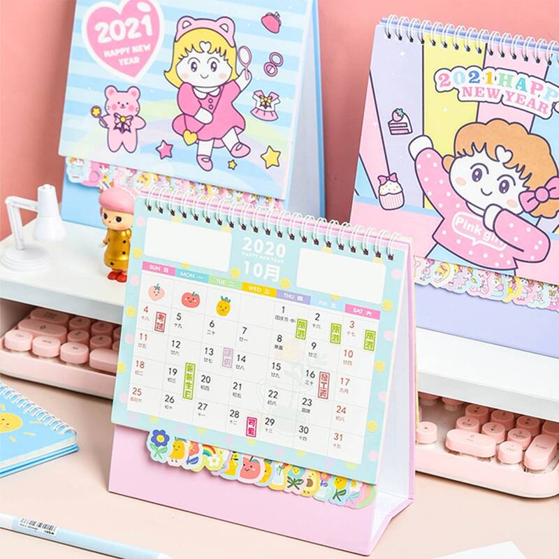 

1pc Cartoon Graphic Random 2021 Desktop Calendar, Multicolor