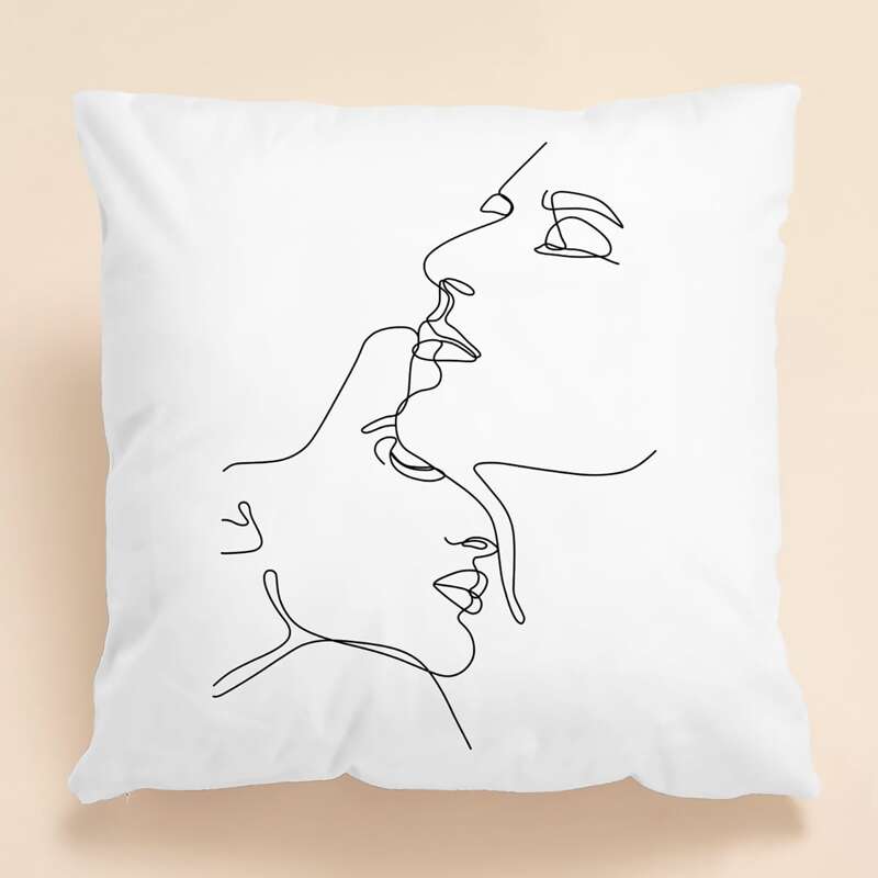

Abstract Figure Graphic Cushion Cover Without Filler, White
