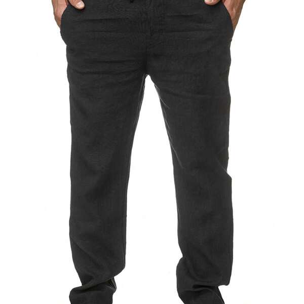 

Men Drawstring Waist Solid Sweatpants, Black