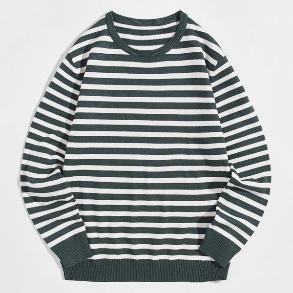 

Men Striped Crew Neck Sweater, Multicolor