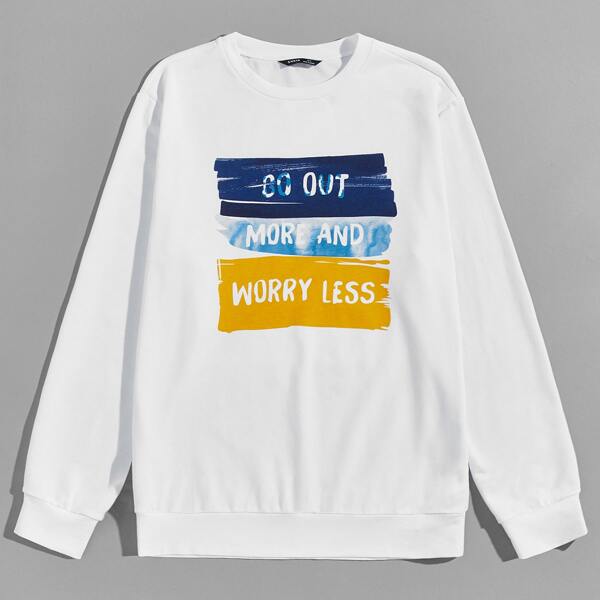 

Men Slogan Graphic Pullover, White