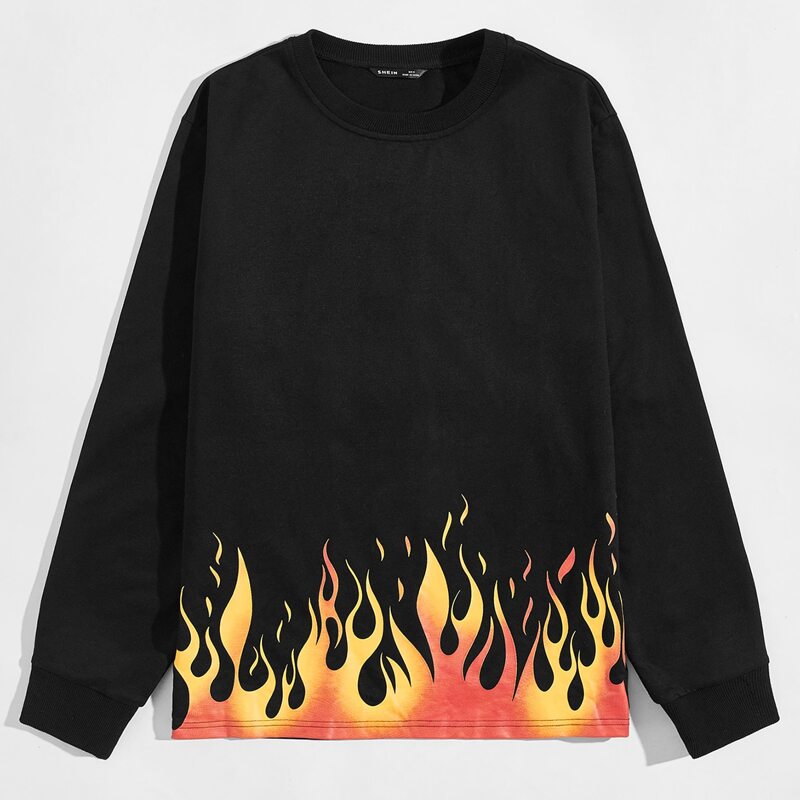 

Guys Fire Print Pullover, Black