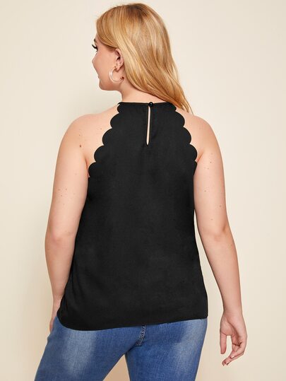 Scallop Edge Ribbed Halter Top