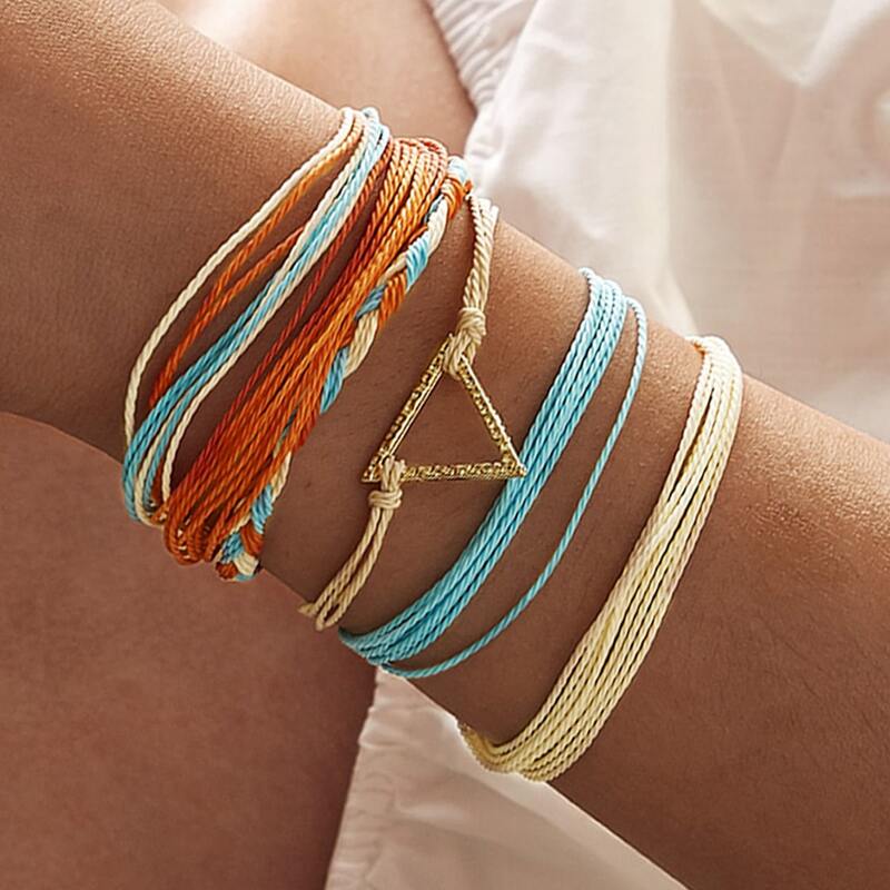 

Geometric Decor String Bracelet 6pcs, Multicolor