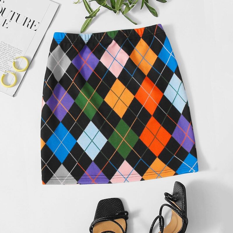 

Argyle Print Mini Skirt, Multicolor