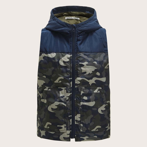 

Boys Pocket Front Camo Vest Jacket, Multicolor